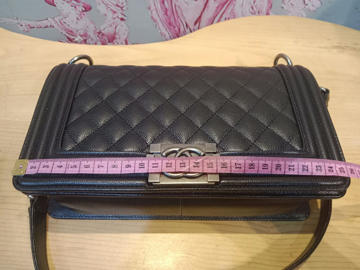 Chanel Boy Flap Black Caviar Old Medium Series 28