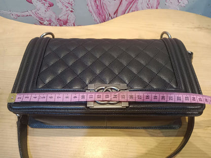 Chanel Boy Flap Black Caviar Old Medium Series 28