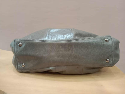 Miu Miu Leather Tote Bag Grey with Crystal Embellished Strap