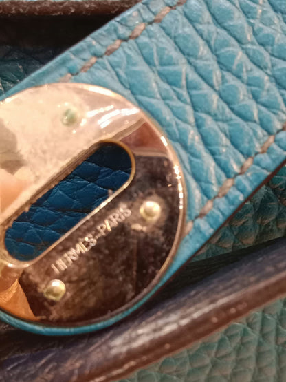 Hermes Lindy 30 Clemence Bleu Izmir Stamp R 2014