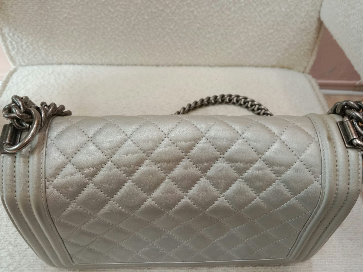 Chanel Le Boy Lambskin Old Medium Gray Series 20