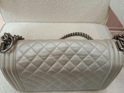 Chanel Le Boy Lambskin Old Medium Gray Series 20