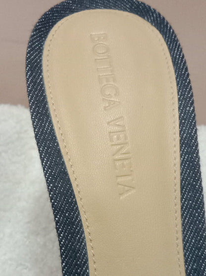 Bottega Veneta Indigo Denim Matelasse Padded Mule Sandals Size 36