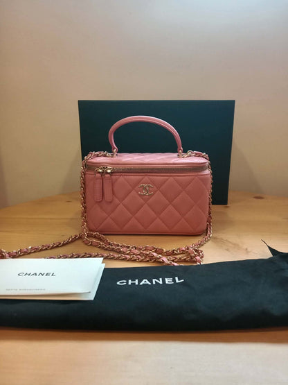 Chanel Vanity Tophandle Lambskin Pink Microchipped