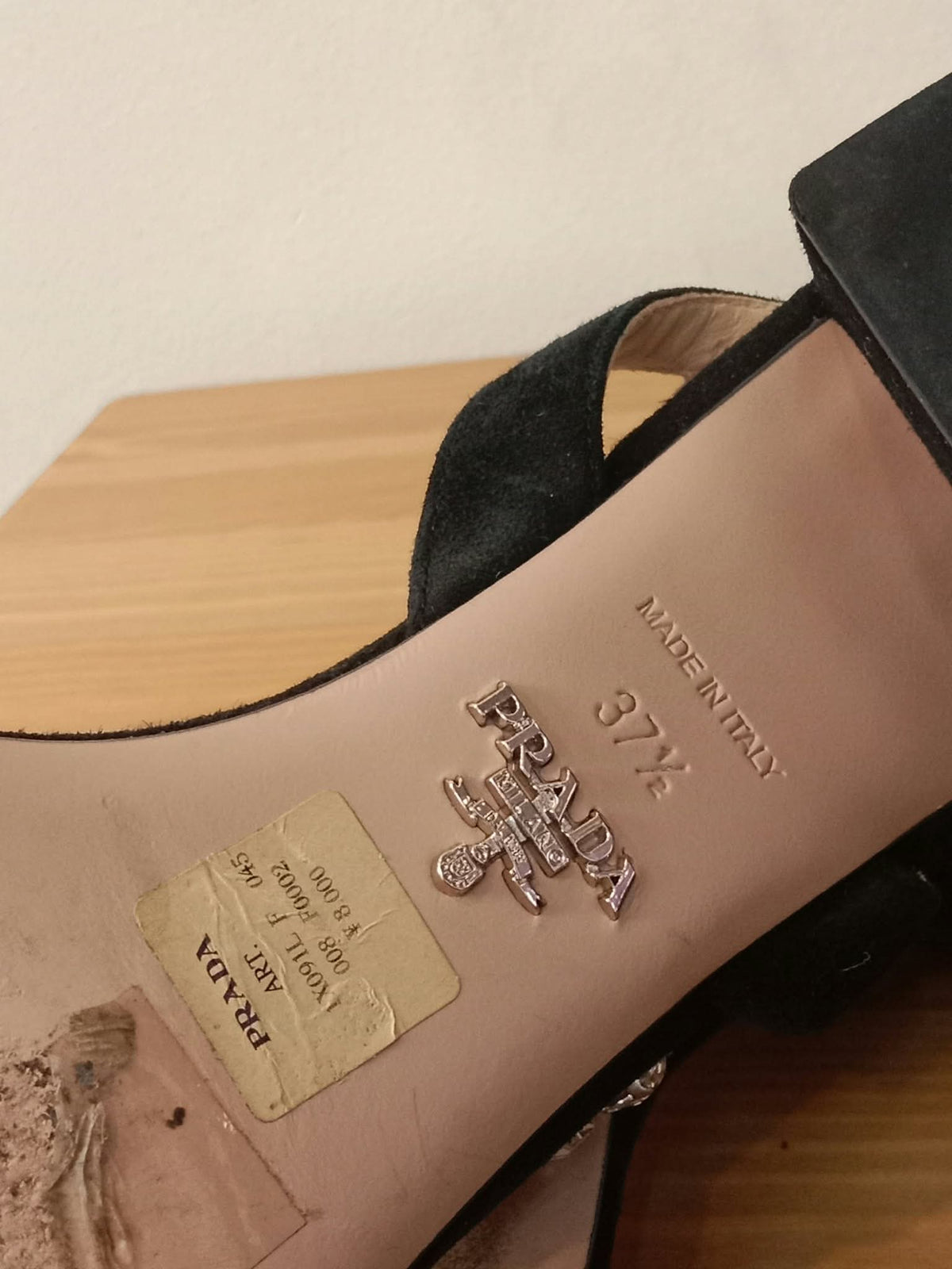 Prada Black Satin Crystal-Embellished Sandals Size 37