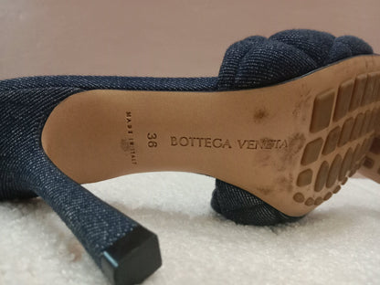 Bottega Veneta Indigo Denim Matelasse Padded Mule Sandals Size 36