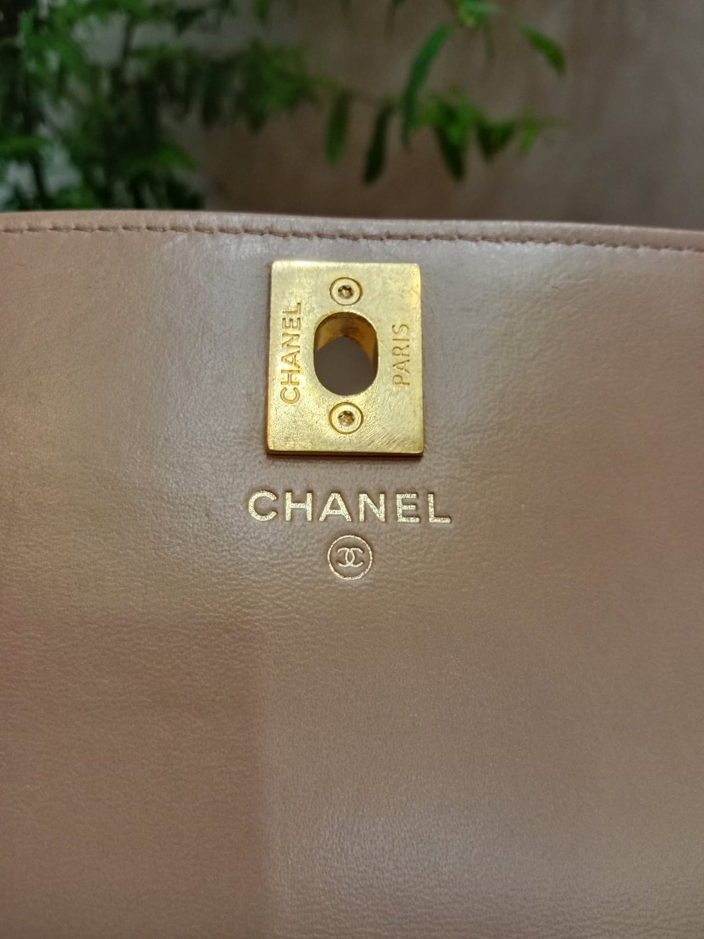 Chanel Quilted Wallet On Chain Lambskin Beige Microchipped
