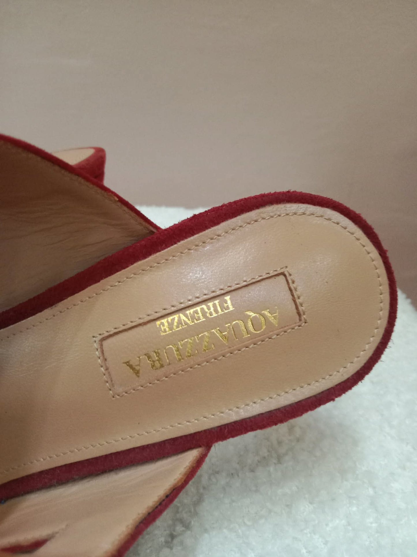 Aquazzura Blossom Suede Pointed Toe Mules Red Size 35.5