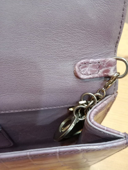 Dior Crocodile Embossed Mauve Clutch