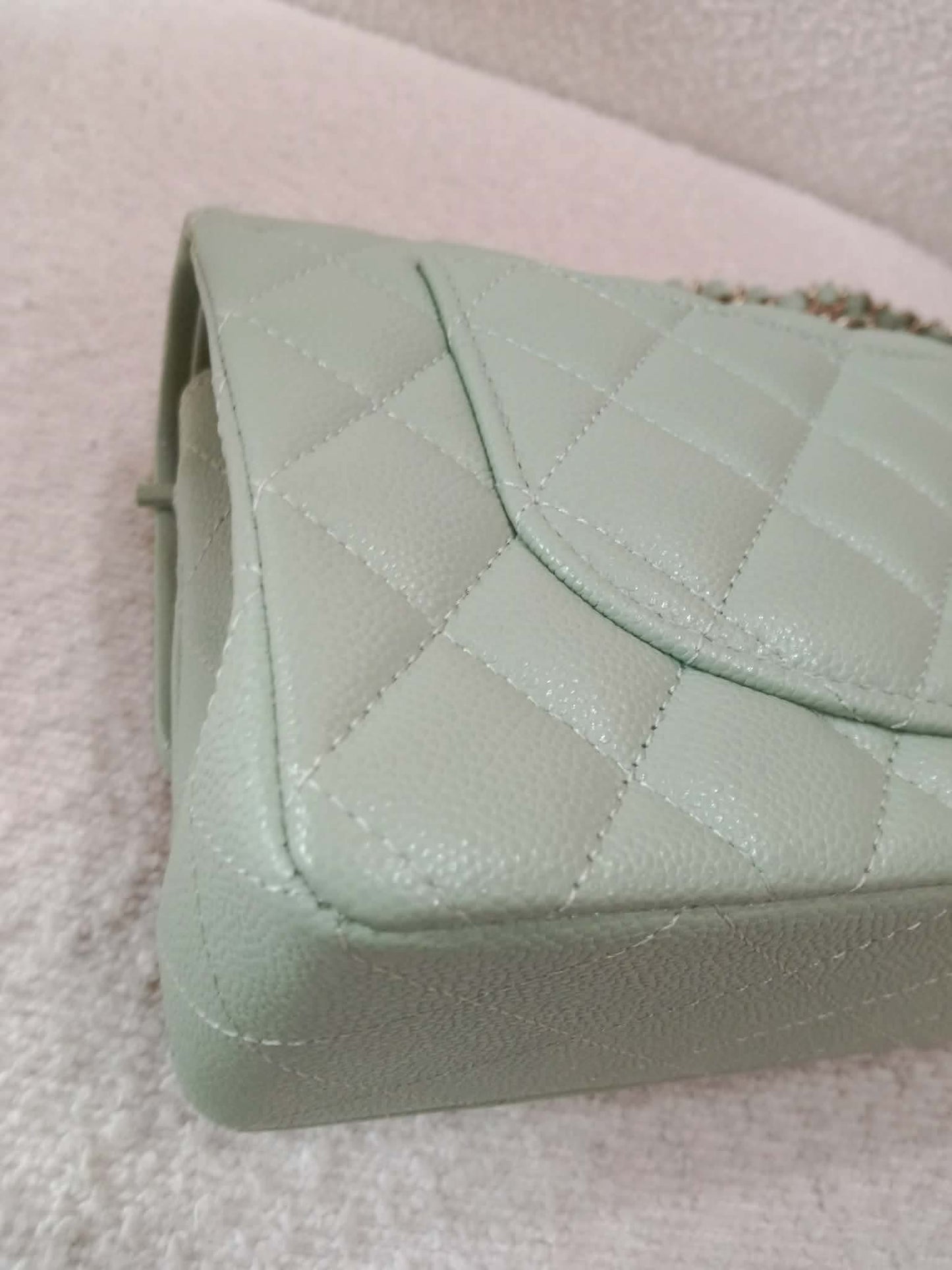 Chanel 24C Timeless Classic Double Flap Caviar Green Caviar Microchipped