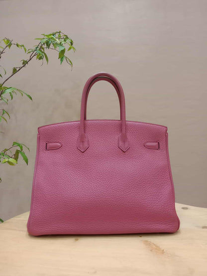 Hermes Birkin 35 Rose Poupre Clemence Stamp T 2015