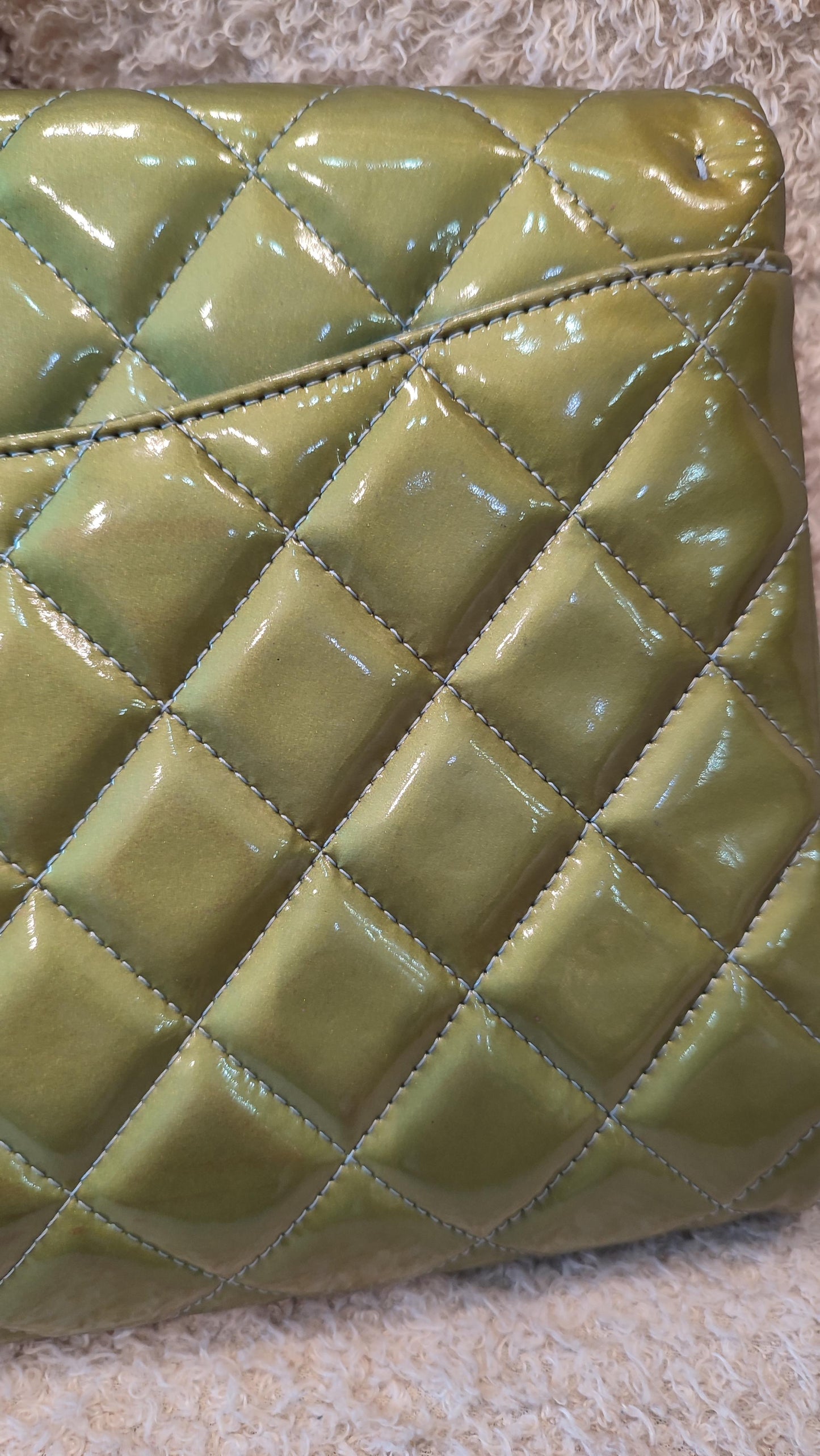Chanel Chained Clutch Green/Blue Patent Series 17