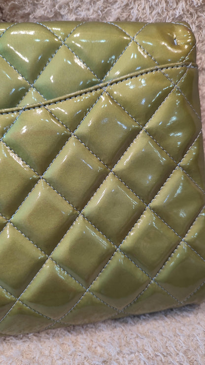 Chanel Chained Clutch Green/Blue Patent Series 17