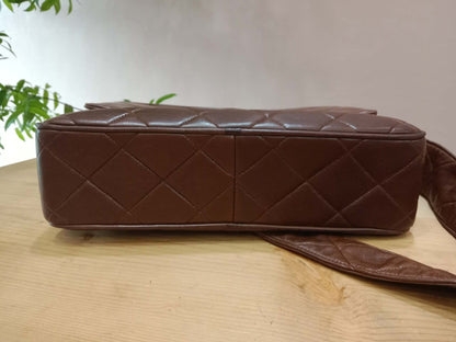 Chanel Shoulder Bag Embossed CC Logo Vintage Chocolate Brown