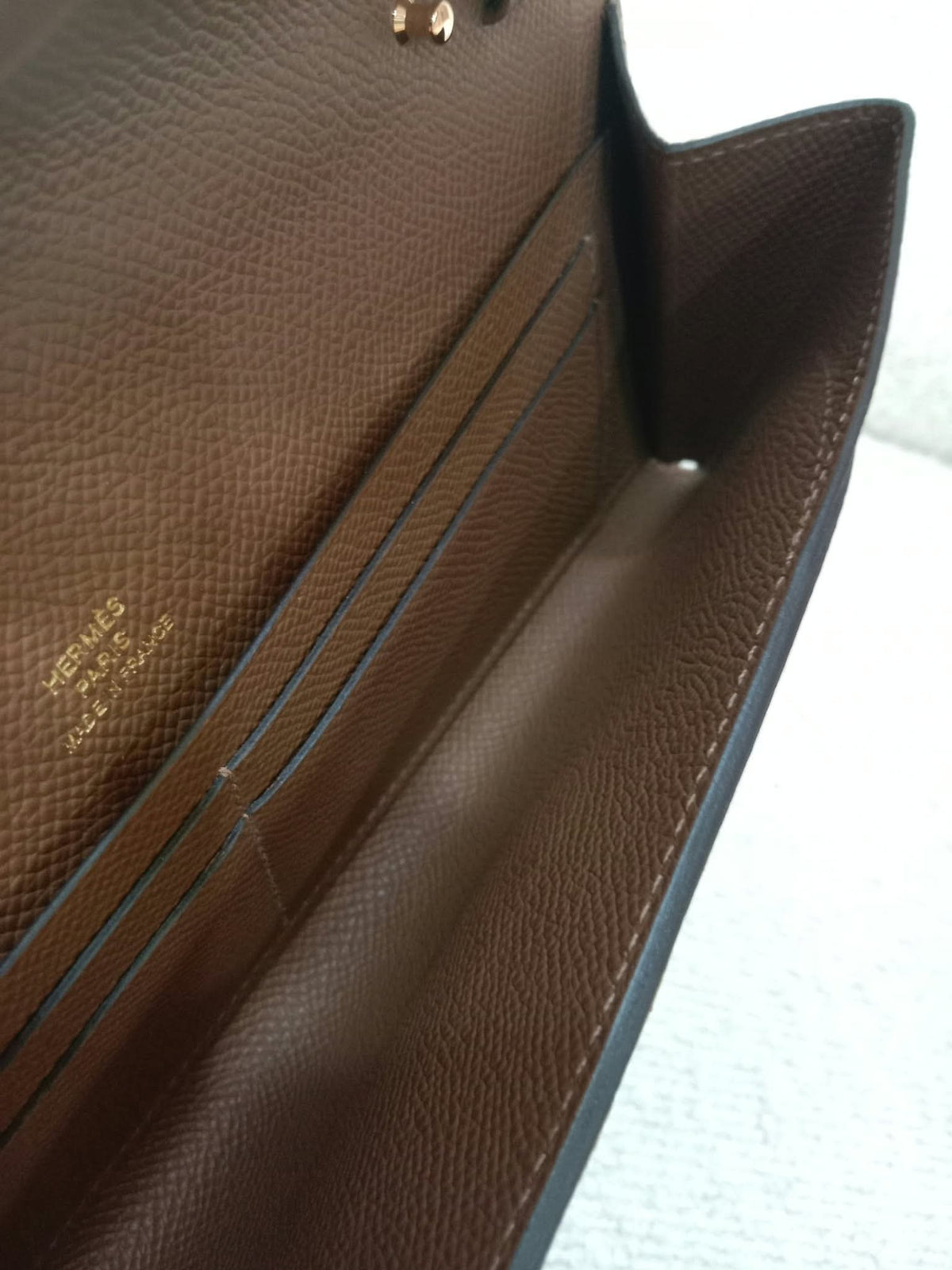 Hermes Maillon Chaine d'Ancre To Go Wallet Epsom Gold on Gold Stamp W 2024