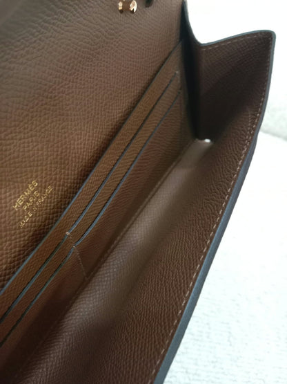 Hermes Maillon Chaine d'Ancre To Go Wallet Epsom Gold on Gold Stamp W 2024