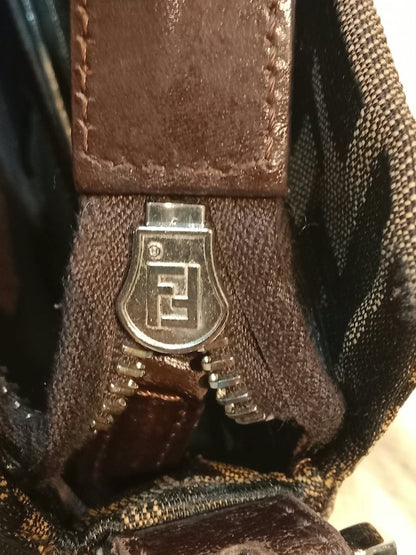 Fendi Zucca Baguette Canvas Shoulder Bag Brown
