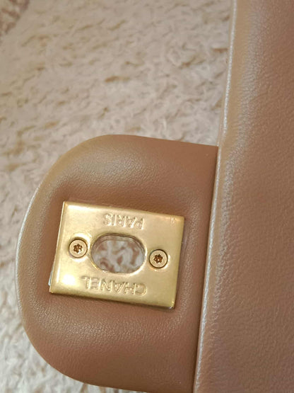 Chanel Seasonal Flap Heart Charms Beige Microchipped