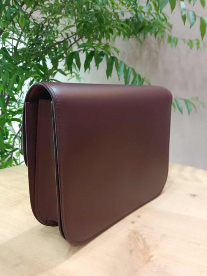 Celine Medium Classic Box Bag In Burgundy Calfskin Leather