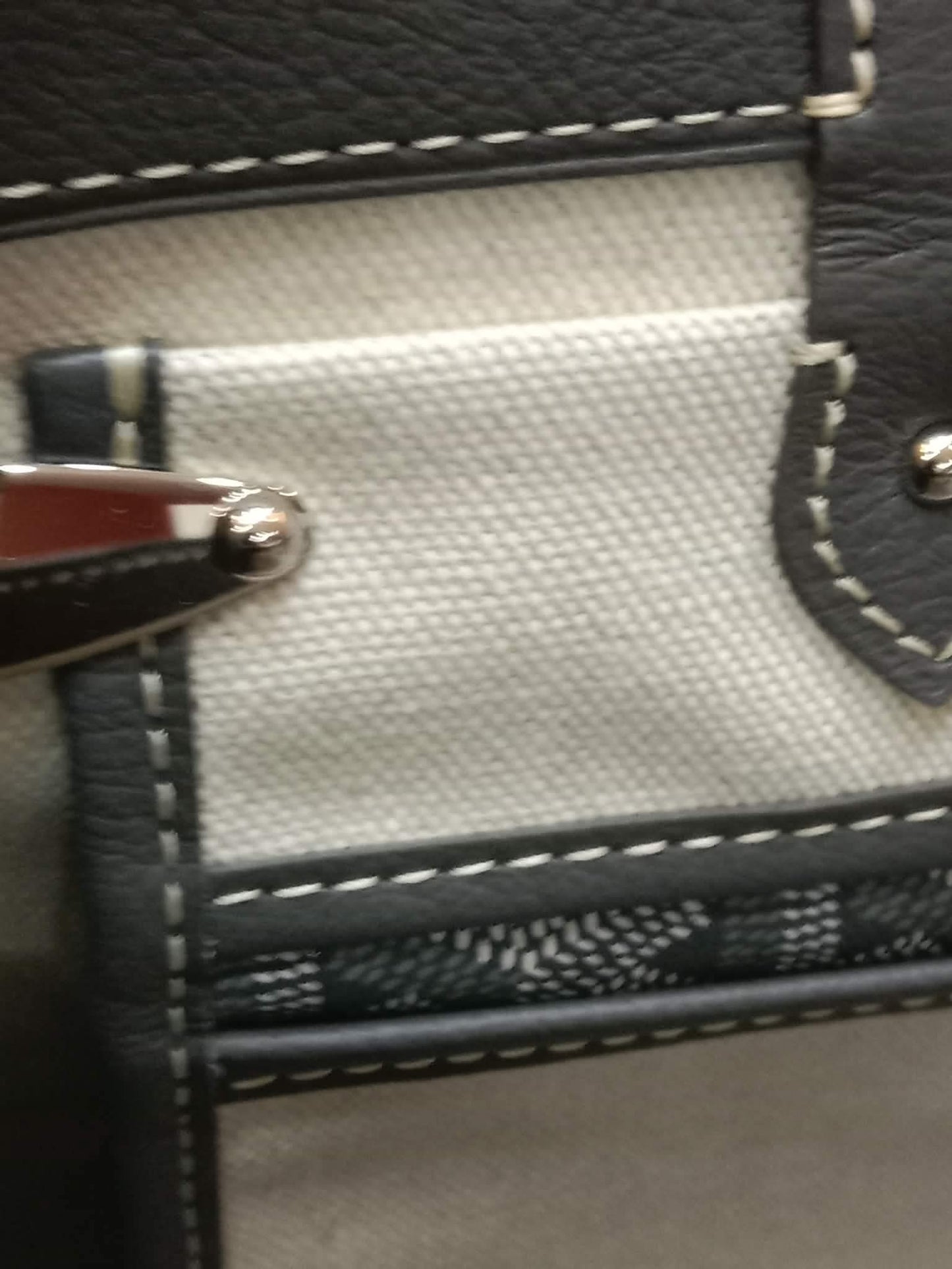Goyard Saigon Tote Bag Goyardine Canvas with Structured Leather Trim Gris MM