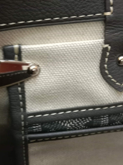 Goyard Saigon Tote Bag Goyardine Canvas with Structured Leather Trim Gris MM