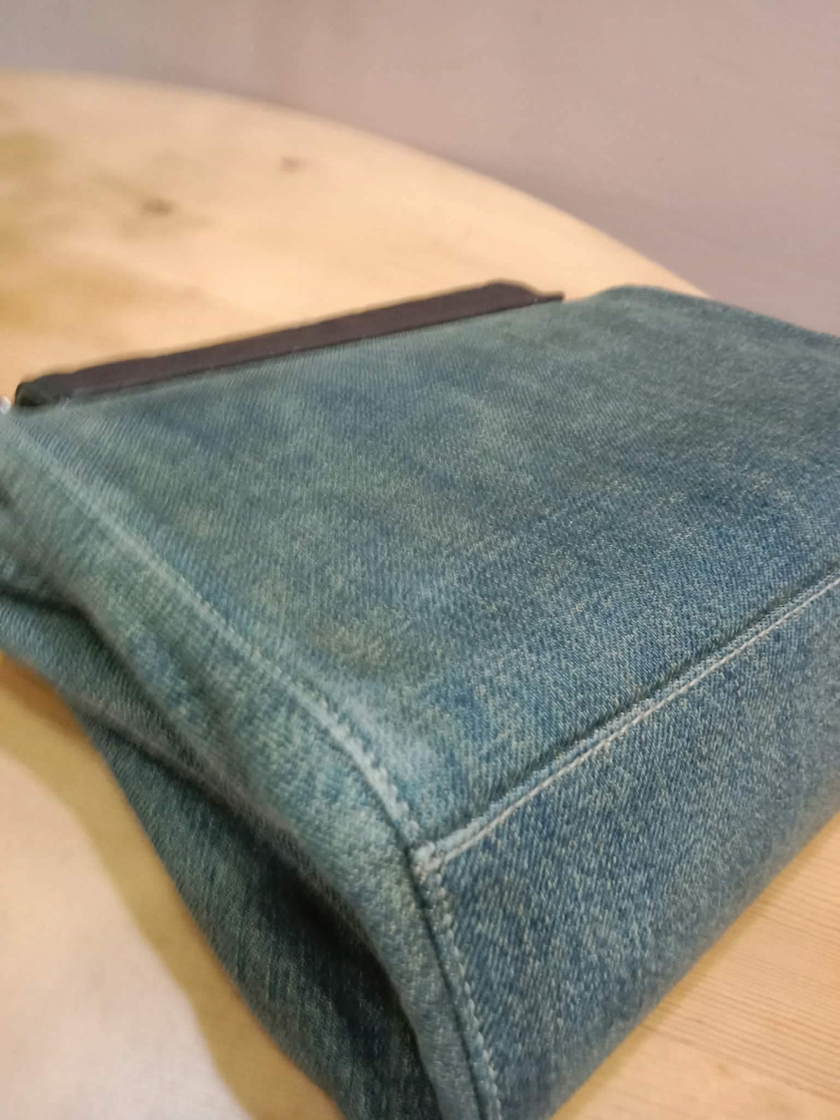 Chanel Vintage Denim and Leather Chocolate Bar Blue Green Denim Series 6