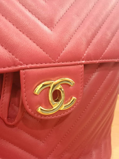 Chanel Chevron Calfskin Small Red Urban Spirit Backpack Series 23