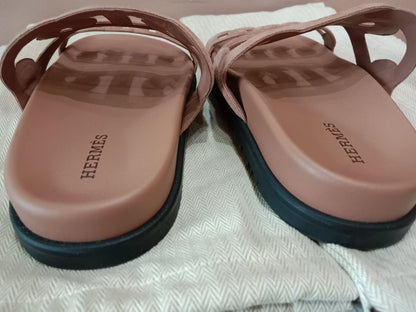 Hermes Extra Sandals Suede PInk Size 36.5
