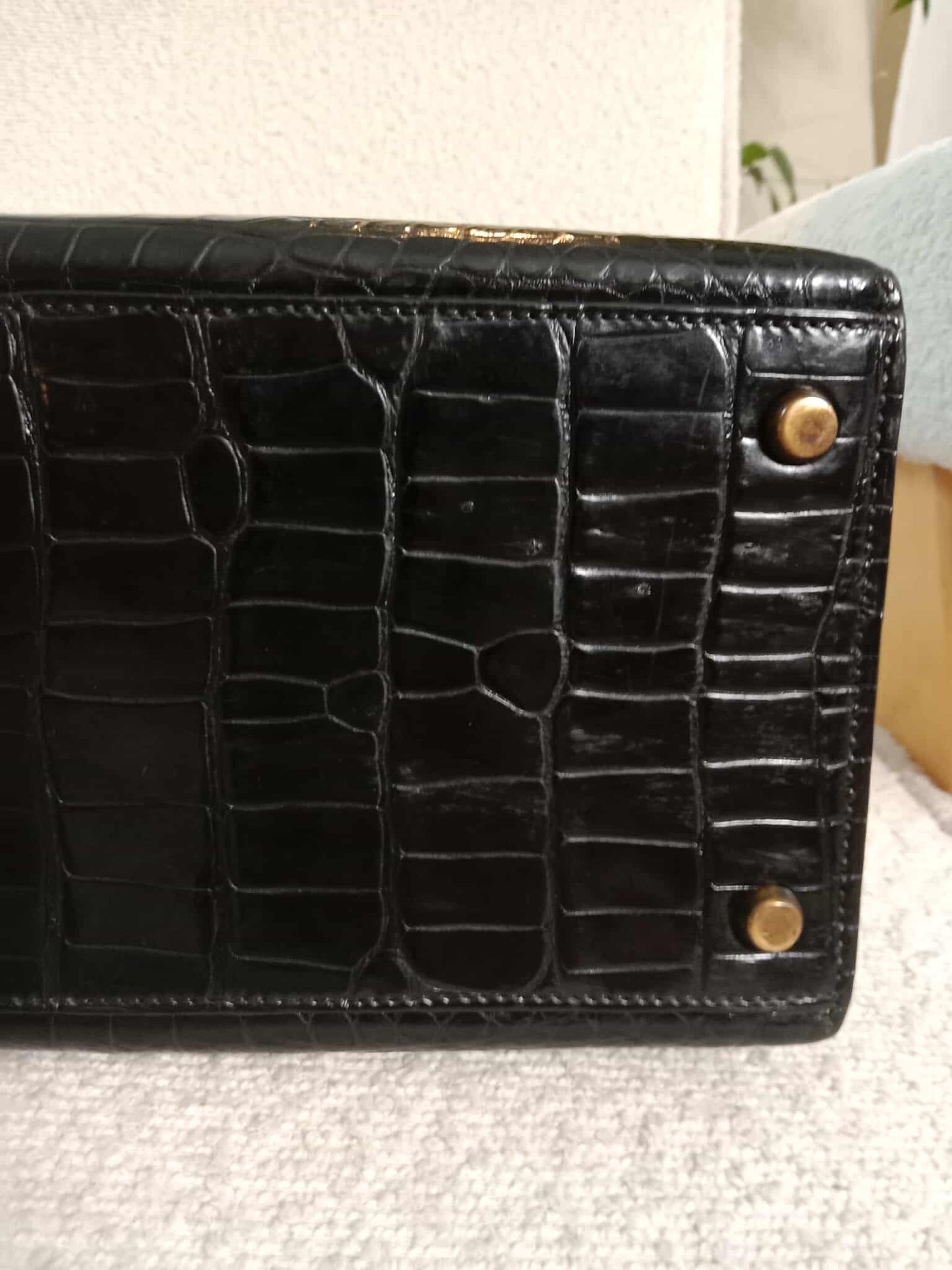 Hermes Kelly 35 Crocodile Noir Stamp G Circle 1977
