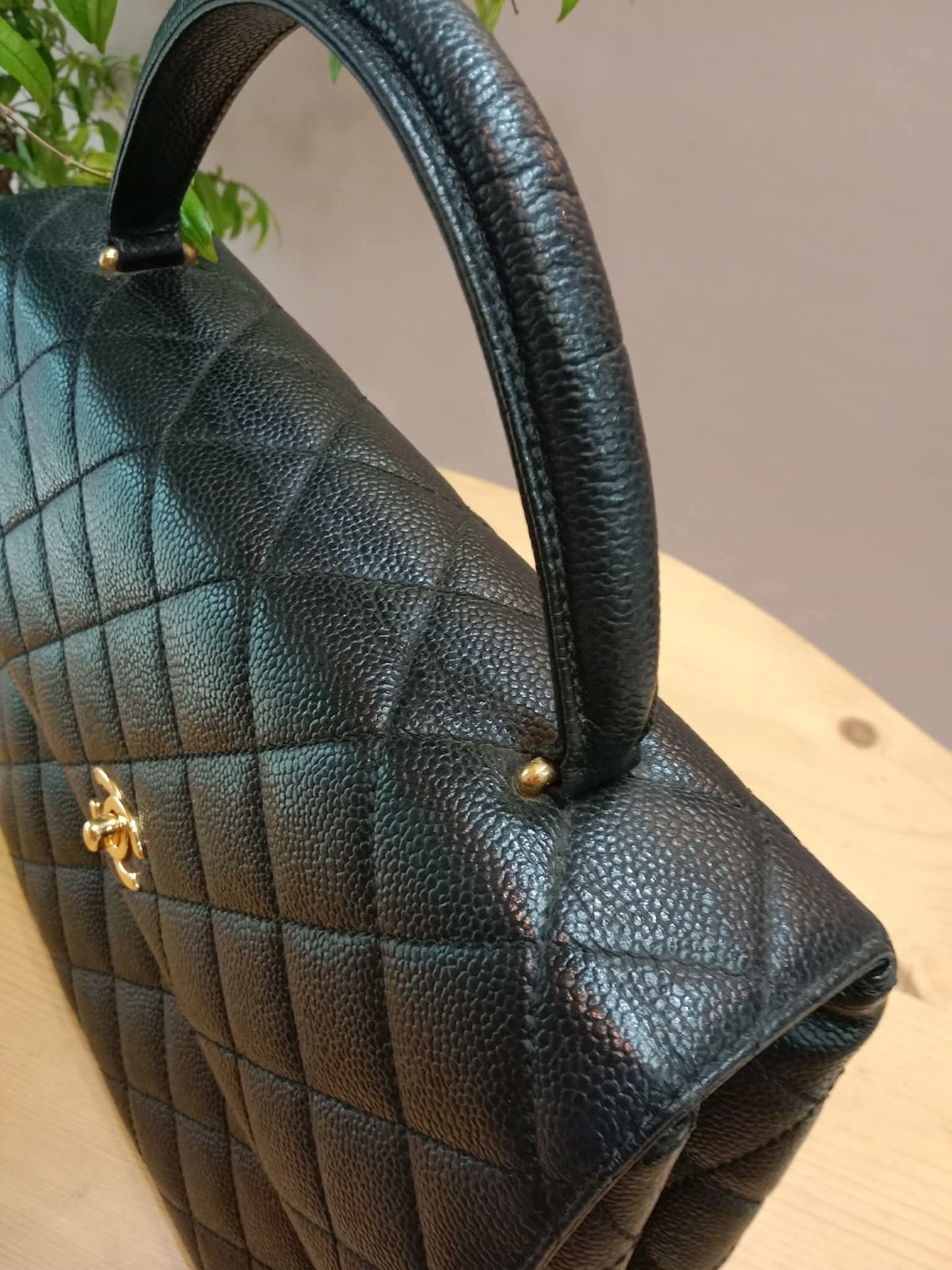 Chanel Vintage Caviar Kelly Flap Tophandle Black Series 7