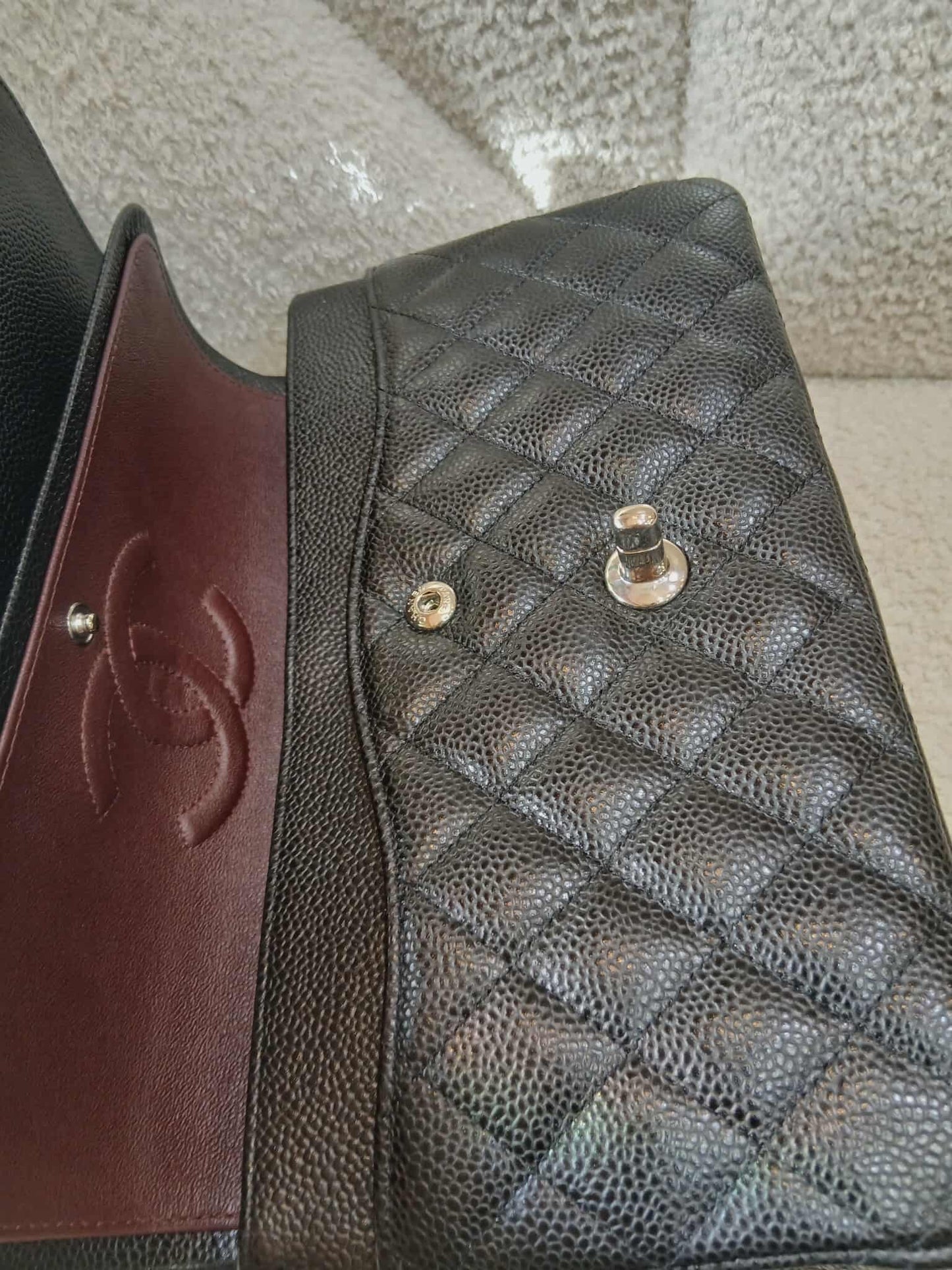 Chanel Medium Double Flap Black Caviar Series 27