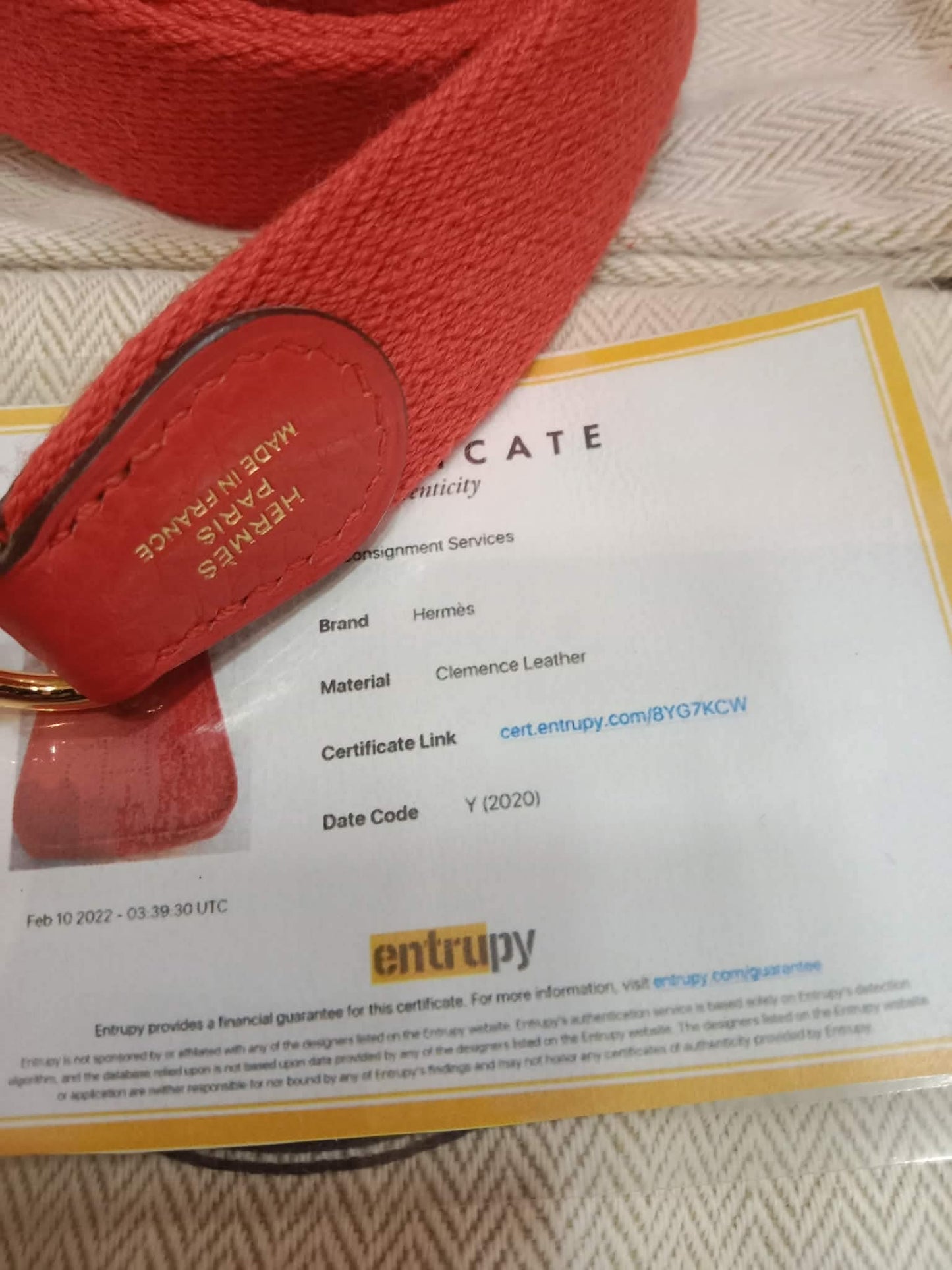 Hermes MIni Evelyne Orange Clemence Stamp Y 2020