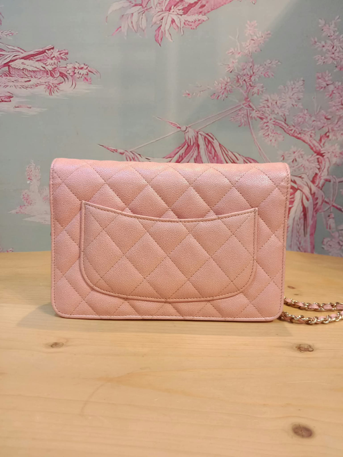 Chanel Classic Wallet on Chain Pink Iridescent Caviar Series 27