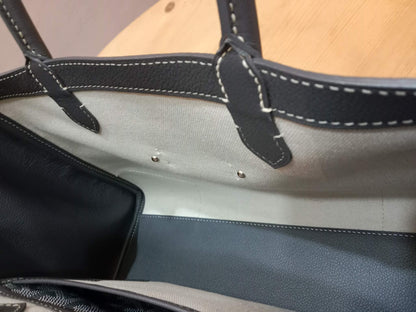 Goyard Saigon Tote Bag Goyardine Canvas with Structured Leather Trim Gris MM