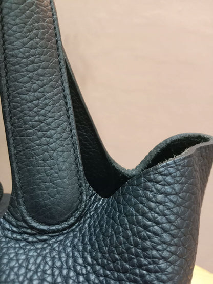 Hermes Picotin 22 Noir Clemence Stamp T 2015