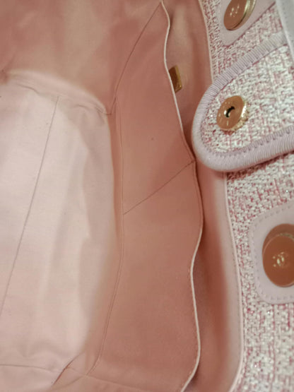 Chanel Deauville Tote Tweed Pink Microchipped