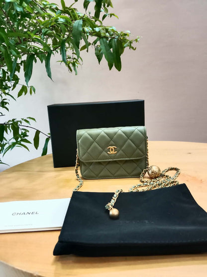 Chanel Pearl Crush Mini Quilted Lambskin Flap Bag Matcha Series 31