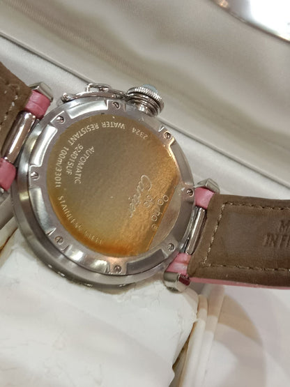 Cartier Pasha C Pink Blue Limited Edition Watch 35mm Stainless Steel Case Pink Alligator Leather Strap