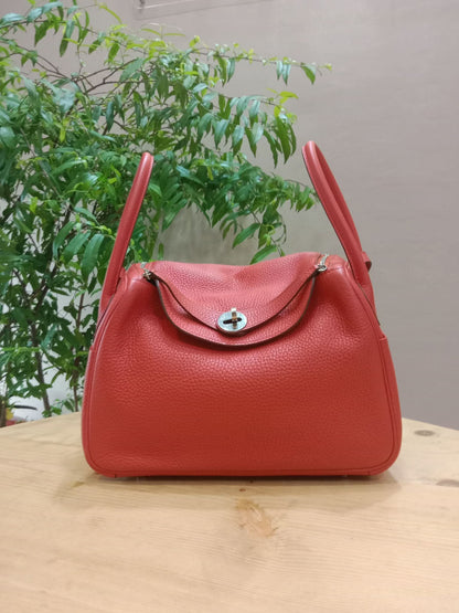 Hermes Lindy 26 Clemence Coral Red Stamp X 2016