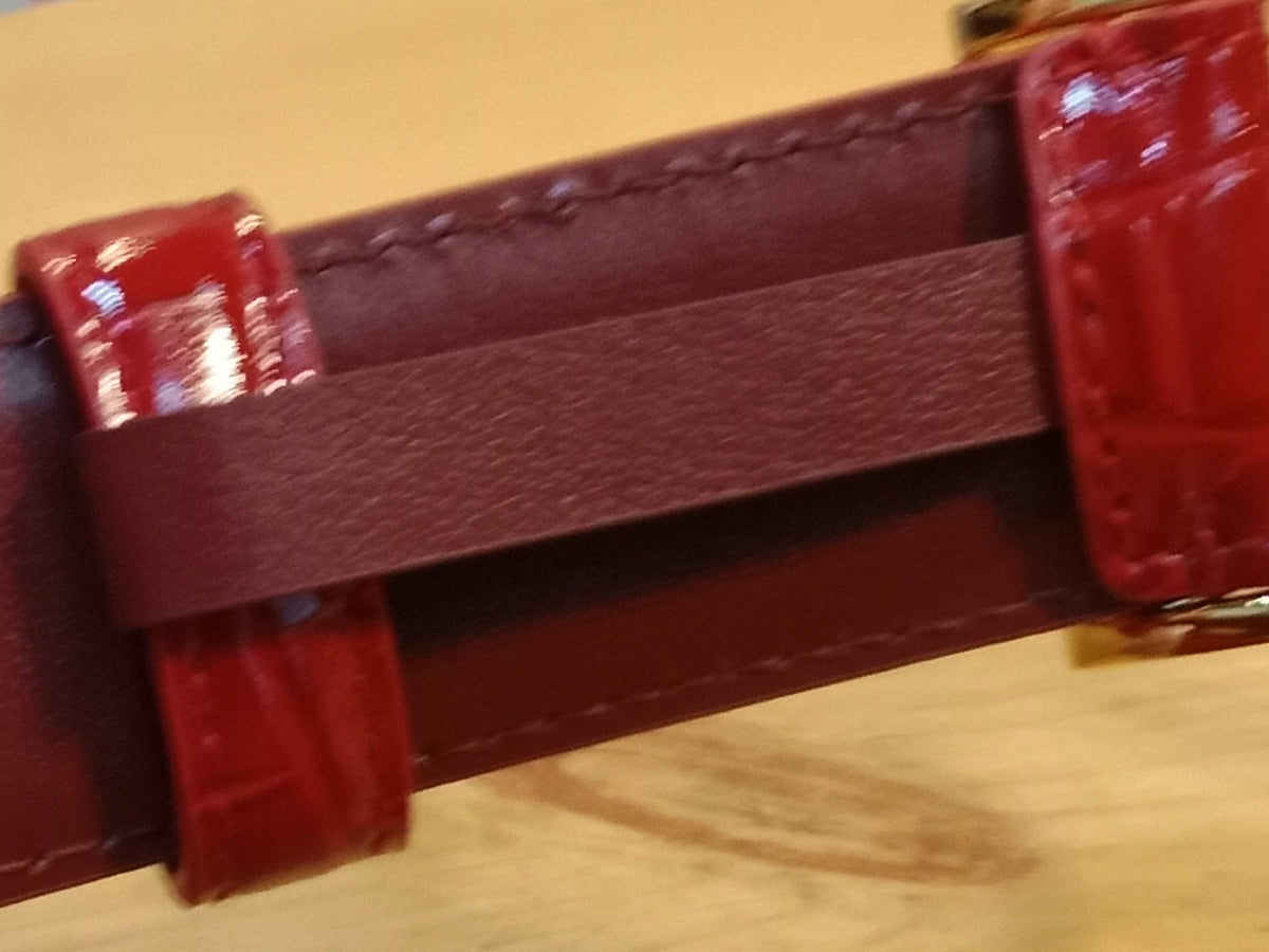 Chanel Crocodile Embossed Calfskin & Metal Belt Dark Red Brandnew