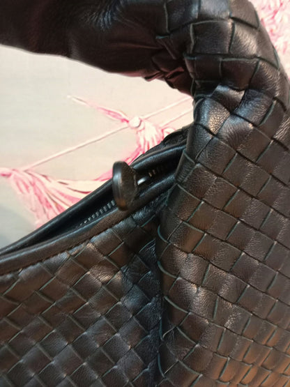 Bottega Veneta Hobo Intrecciato Bag Black