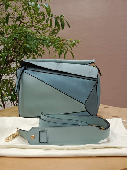 Loewe Puzzle Bag Tricolor Blue Medium