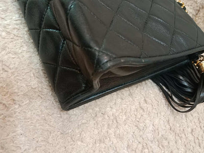 Chanel Vintage Chain Tassel Flap Bag Black Lambskin Series 0