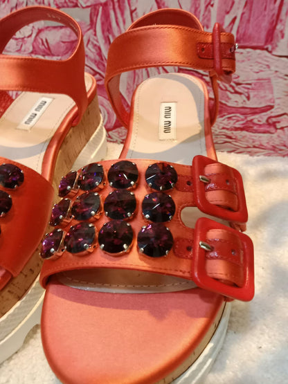 Miu Miu Platform Sandals Orange Size 36.5