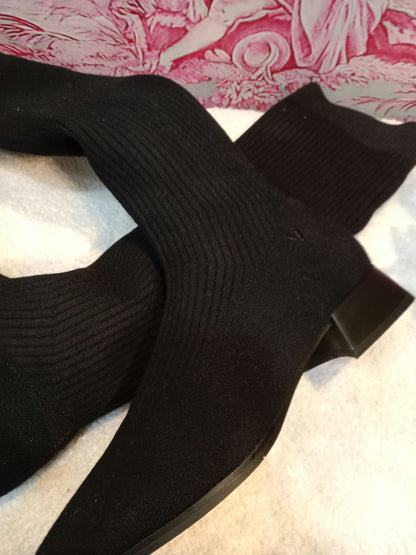 VIVAIA Knit Knee-High Sock Boots Black Size 37 (24)