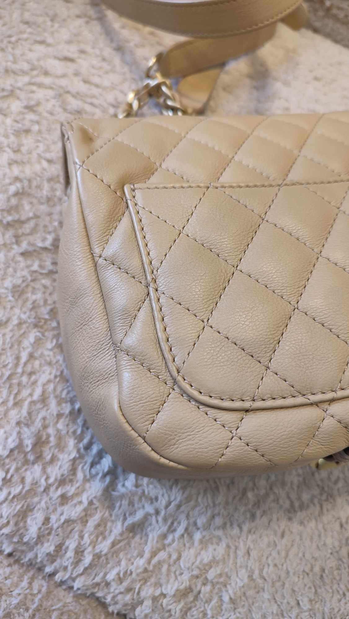 Chanel Messenger Flap Bag Lambskin Beige Series 27 Fullset