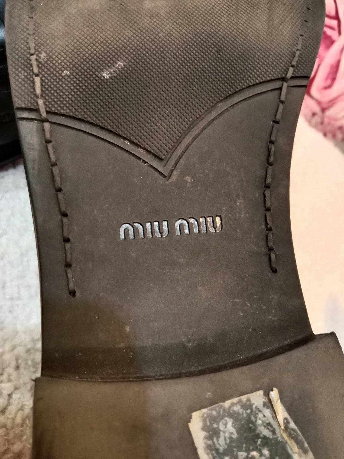 Miu Miu Brushed Penny Loafers Leather Black Size 35