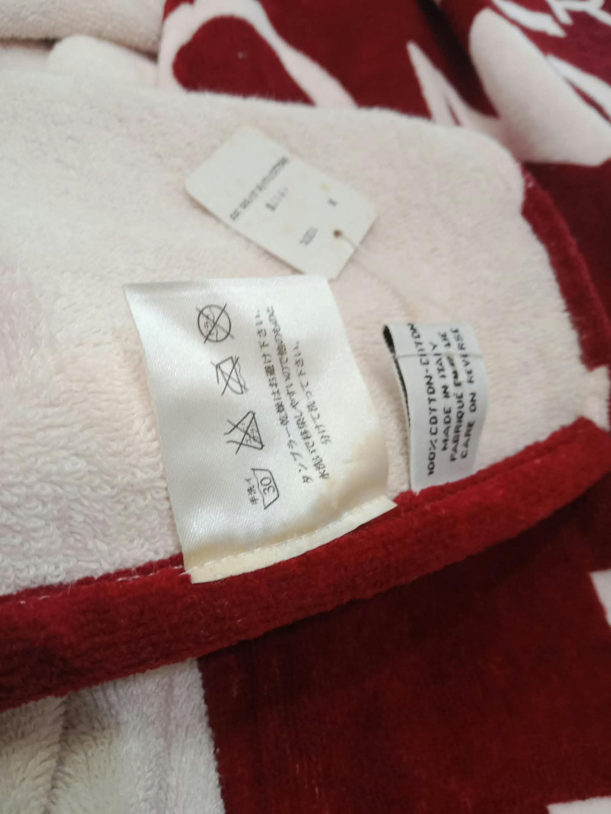 Chanel By Sea Line Cotton Blanket featuring Large printed Leather