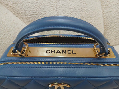 Chanel Quilted Trendy CC Bowler Bag Lambskin Blue Series 23