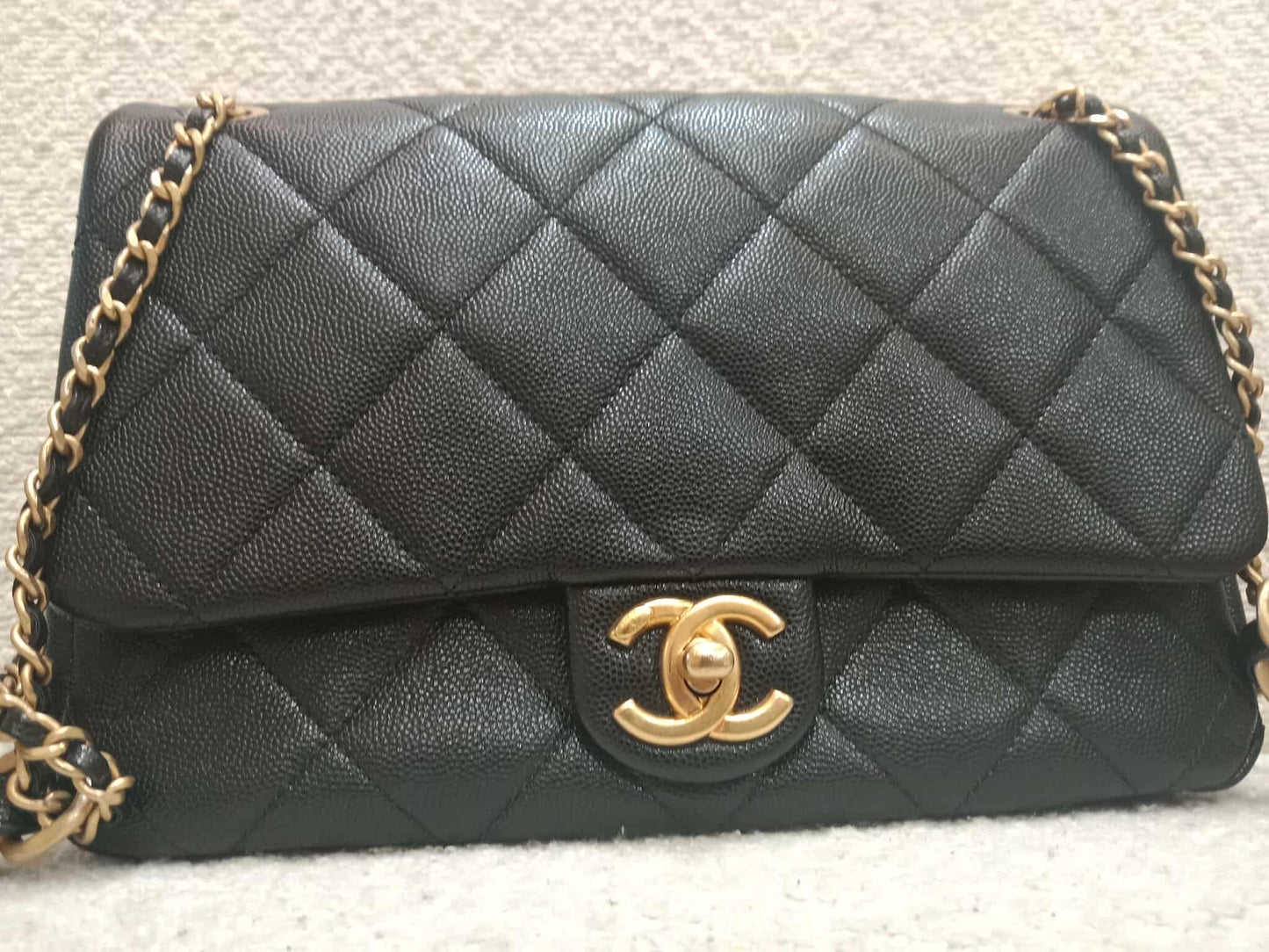 Chanel Seasonal Flap Caviar Black Microchipped